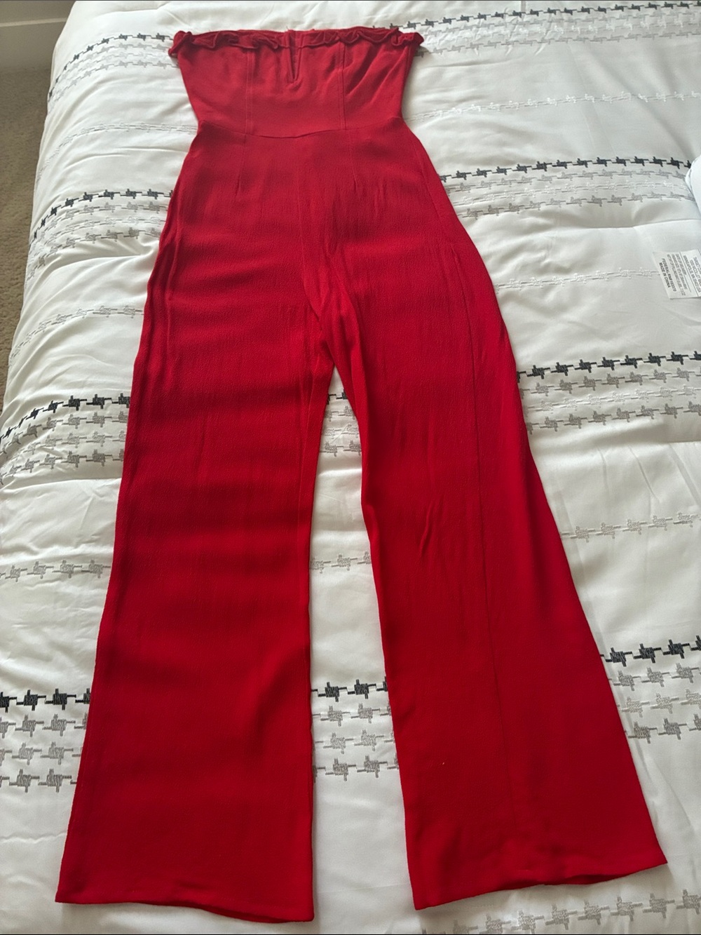 Flynn Skye Red Strapless Wide-Leg Jumpsuit